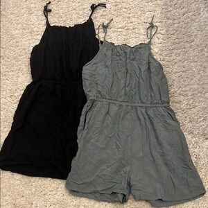 H&M girls Chic Black and Olive green Romper Set